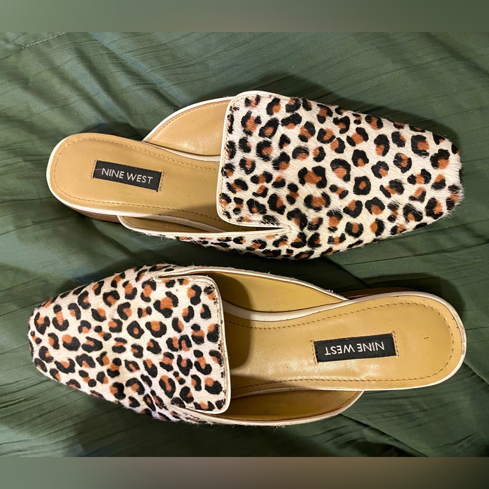 Nine West mules! size 6.5 / faux "pony fur"
